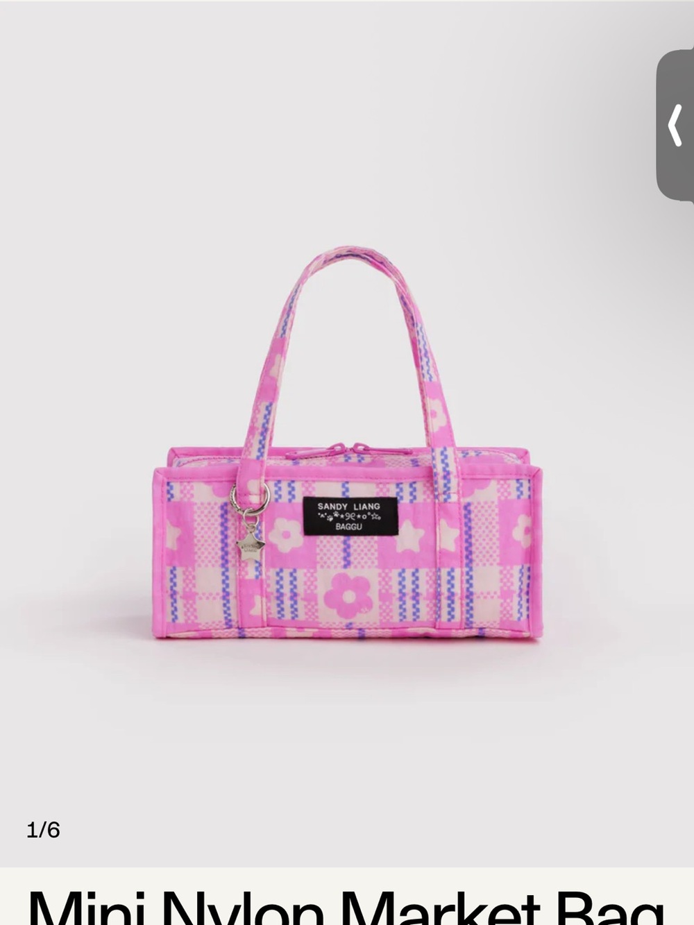 Baggu x Sandy Liang Mini Nylon Market Bag in Market Plaid Pink
NWT